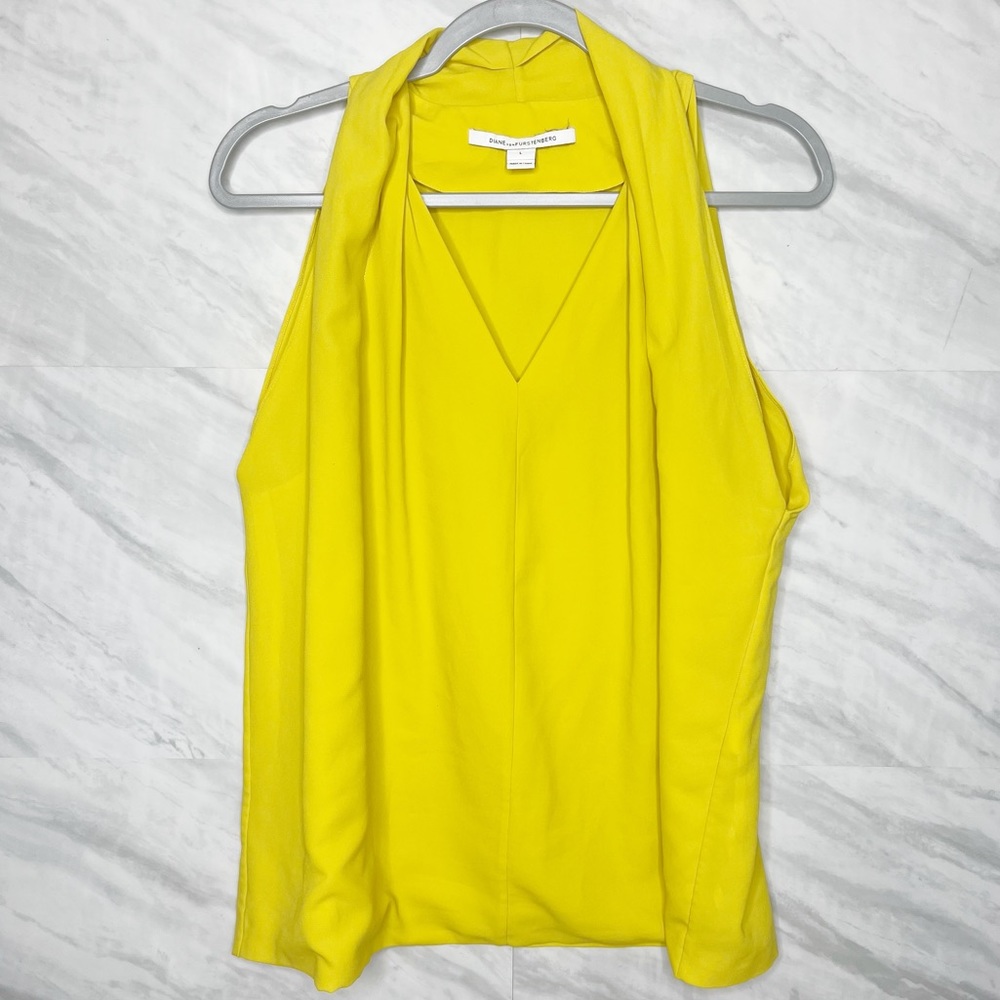DVF Diane Von Furstenberg Raegan Yellow Blouse Large